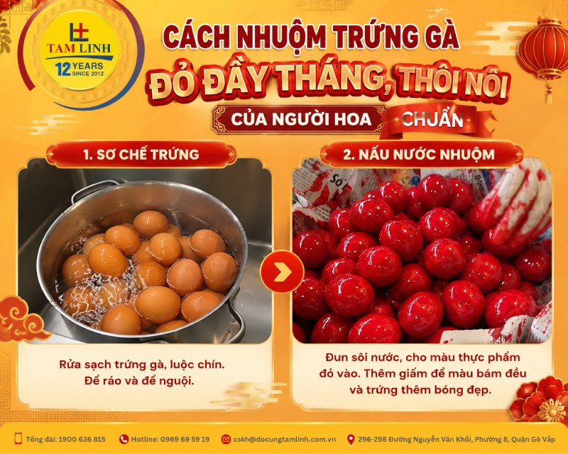 cách nhuộm trứng gà đỏ như người Hoa