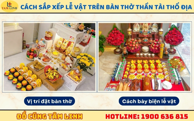 Cách sắp xếp lễ vật trên bàn thờ Thần Tài Thổ Địa