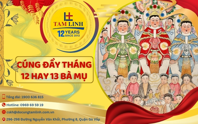 cúng đầy tháng, thôi nôi 12 hay 13 bà mụ