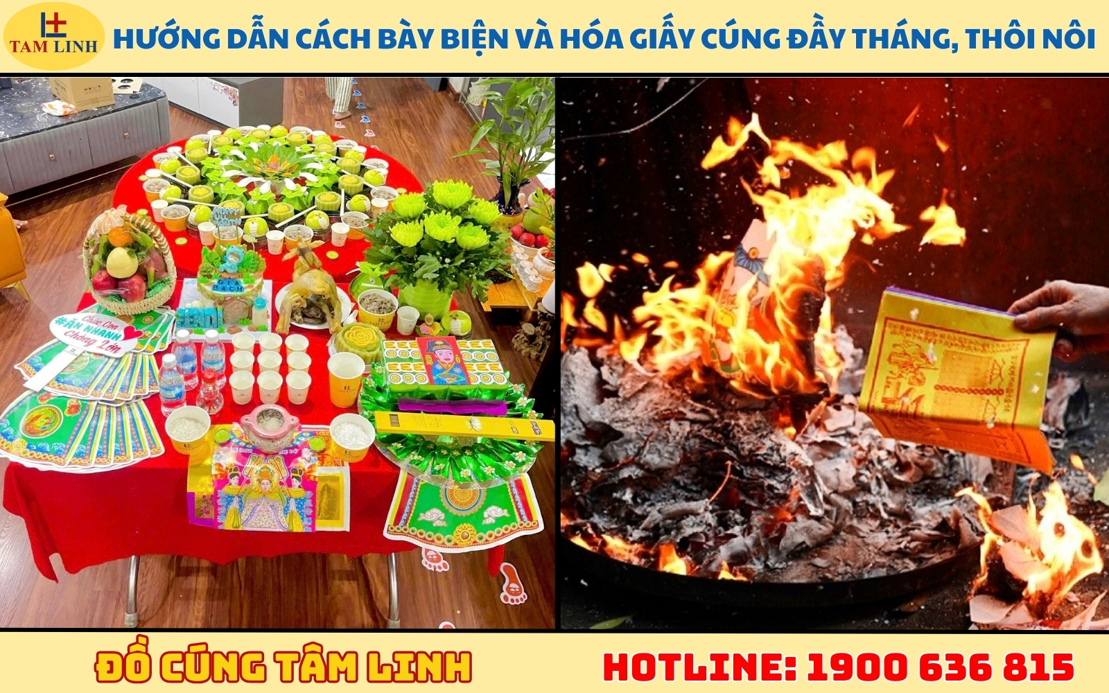 Hướng dẫn cách bày biện và hóa giấy cúng đầy tháng, thôi nôi
