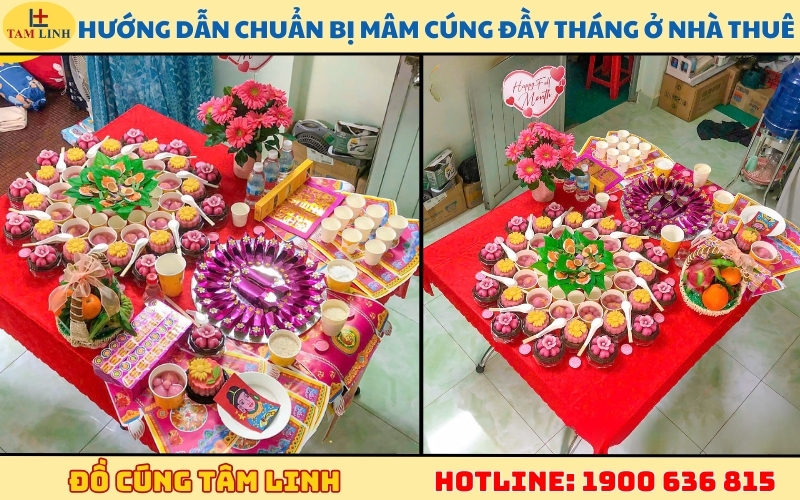 Hướng dẫn chuẩn bị mâm cúng đầy tháng ở nhà thuê đơn giản, đầy đủ