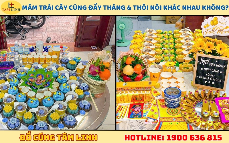 Mâm trái cây cúng đầy tháng và thôi nôi có khác nhau không