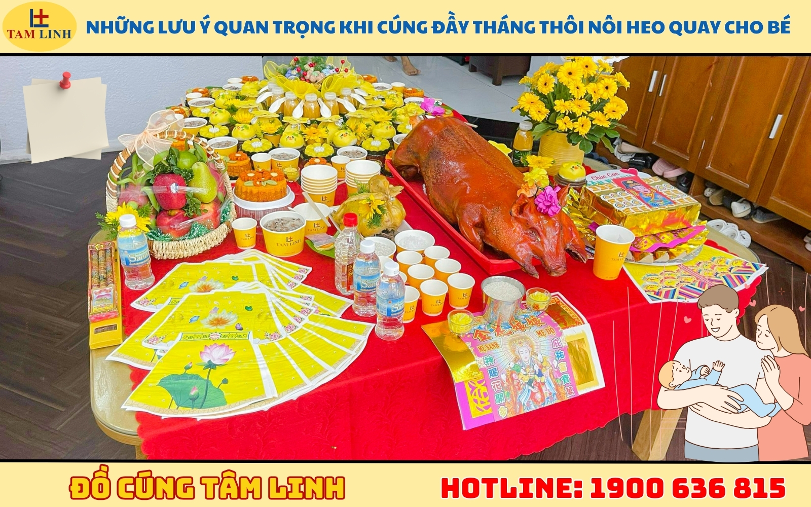 Những lưu ý quan trọng khi cúng đầy tháng thôi nôi heo quay cho bé