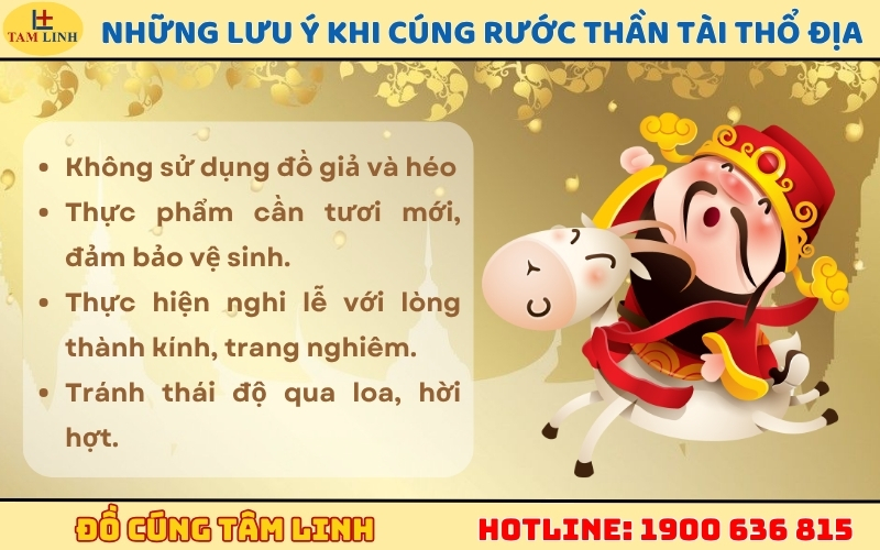 Những lưu ý quan trọng khi cúng rước Thần Tài Thổ Địa