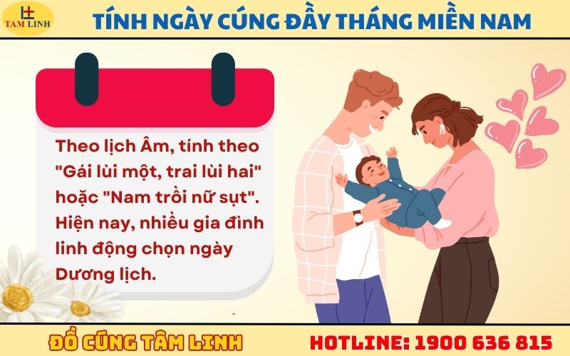 Tính ngày cúng đầy tháng miền Nam