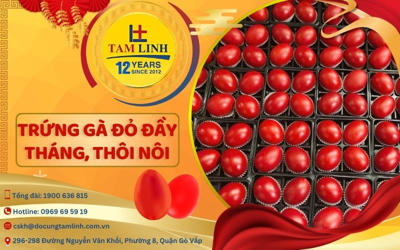 trứng gà đỏ đầy tháng, thôi nôi