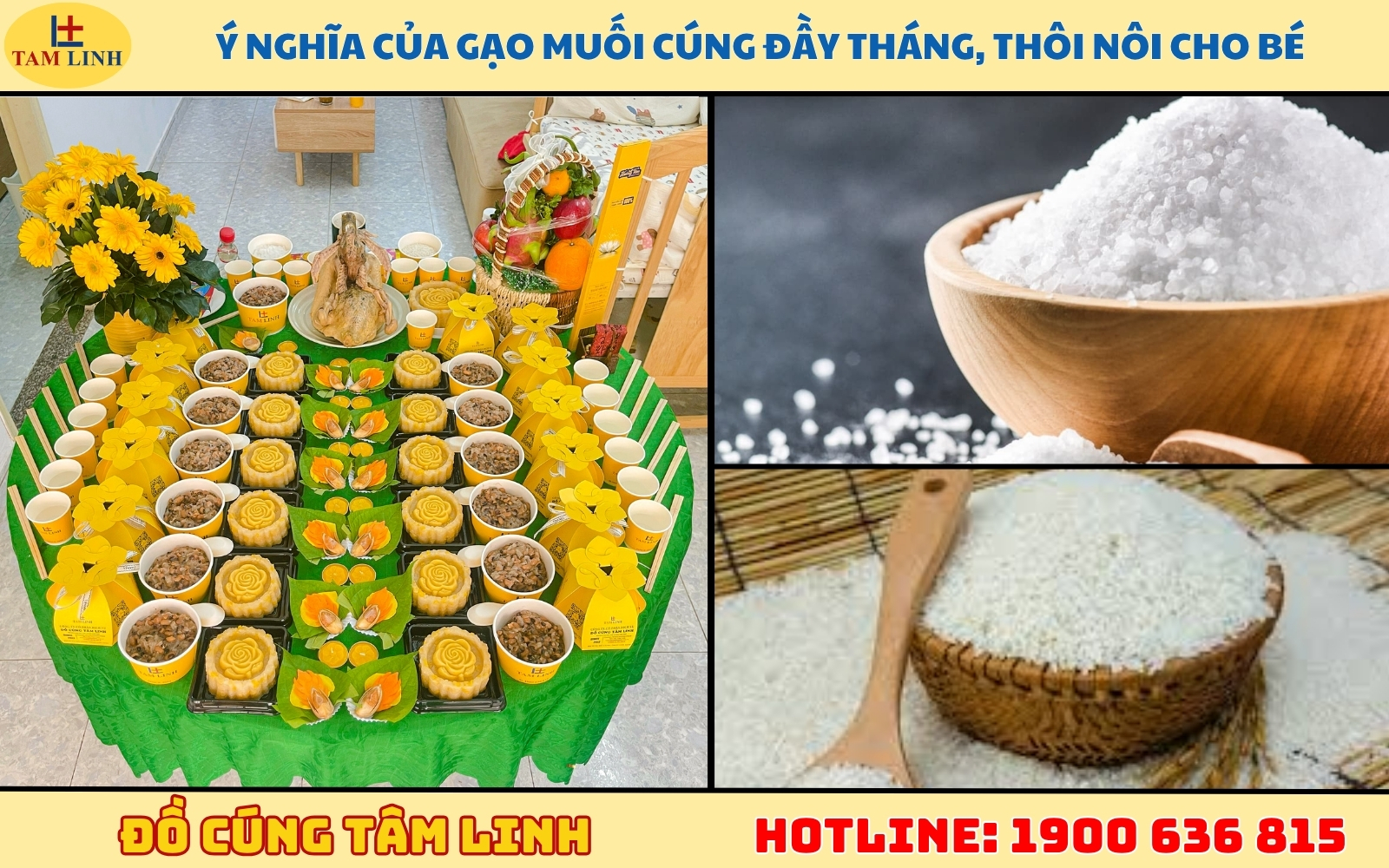 Ý nghĩa của gạo muối cúng đầy tháng, thôi nôi cho bé