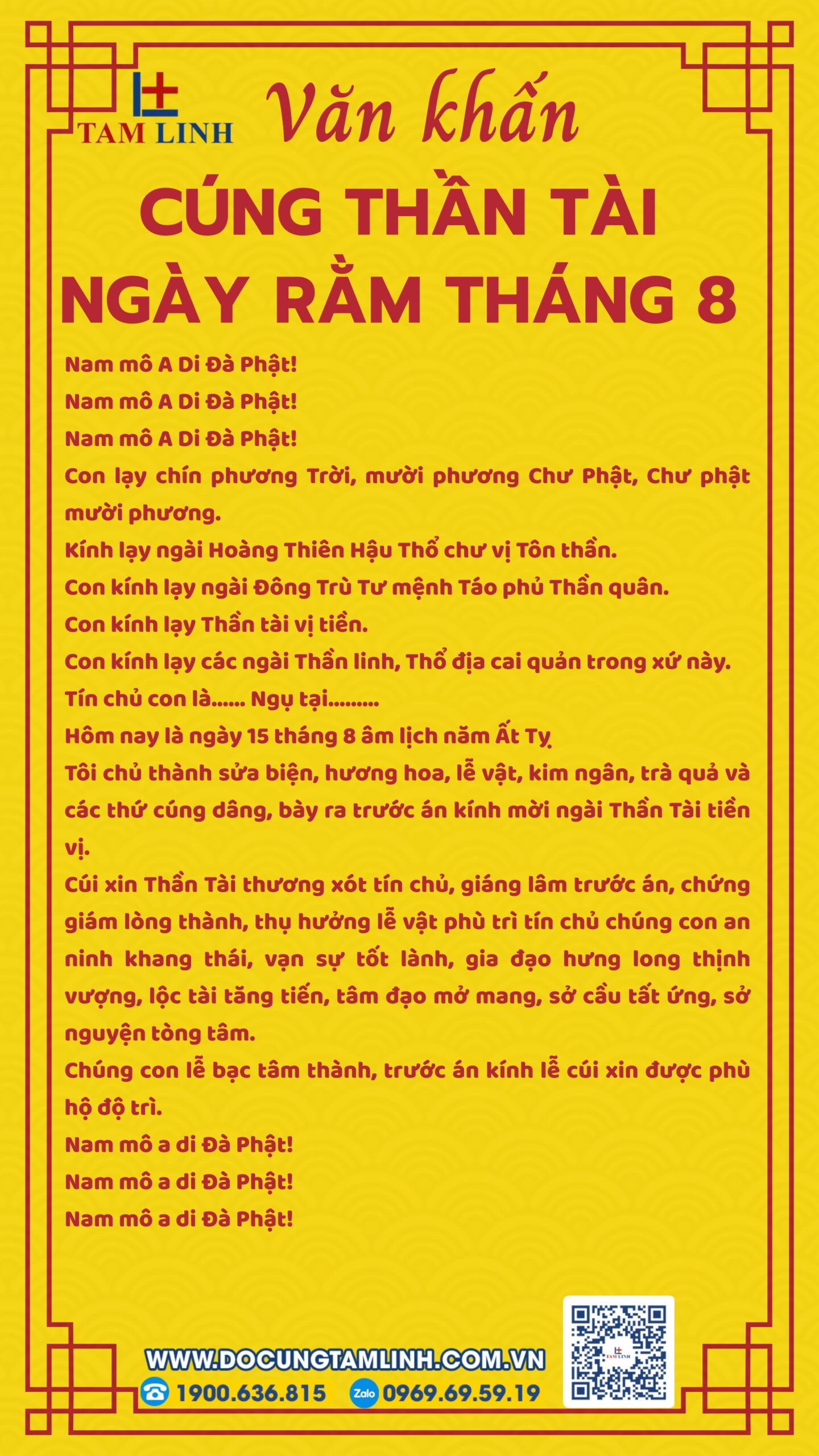 Bài cúng Thần Tài ngày rằm tháng 8 đầy đủ