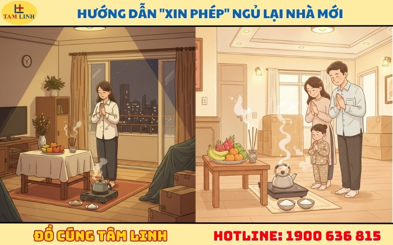 Hướng dẫn xin phép ngủ lại nhà mới khi chưa cúng nhập trạch