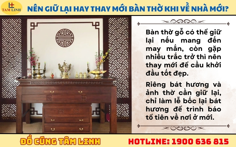 Nên giữ lại hay thay mới bát hương, bàn thờ khi về nhà mới