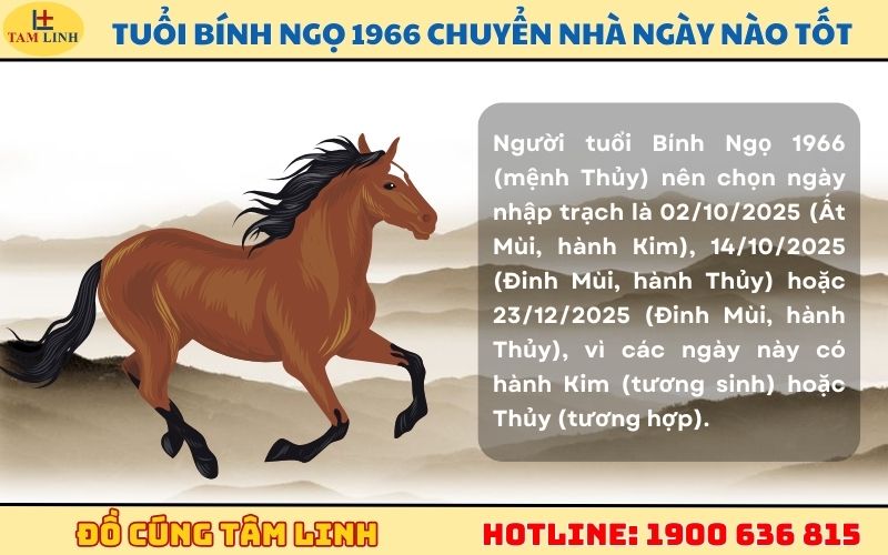 Tuổi Bính Ngọ 1966 chuyển nhà ngày nào tốt (Mệnh Thuỷ)
