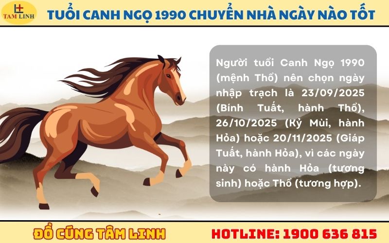 Tuổi Canh Ngọ 1990 chuyển nhà ngày nào tốt​ (Mệnh Thổ)