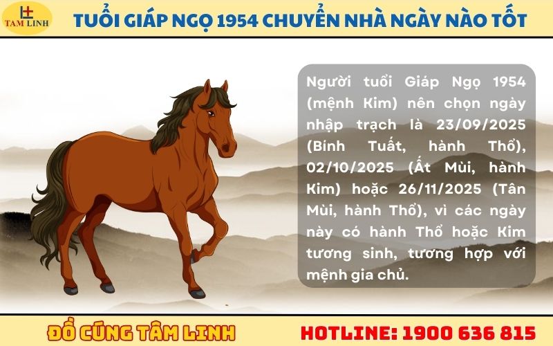 Tuổi Giáp Ngọ 1954 chuyển nhà ngày nào tốt (Mệnh Kim)