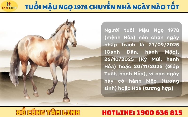 Tuổi Mậu Ngọ 1978 chuyển nhà ngày nào tốt​ (Mệnh Thổ)
