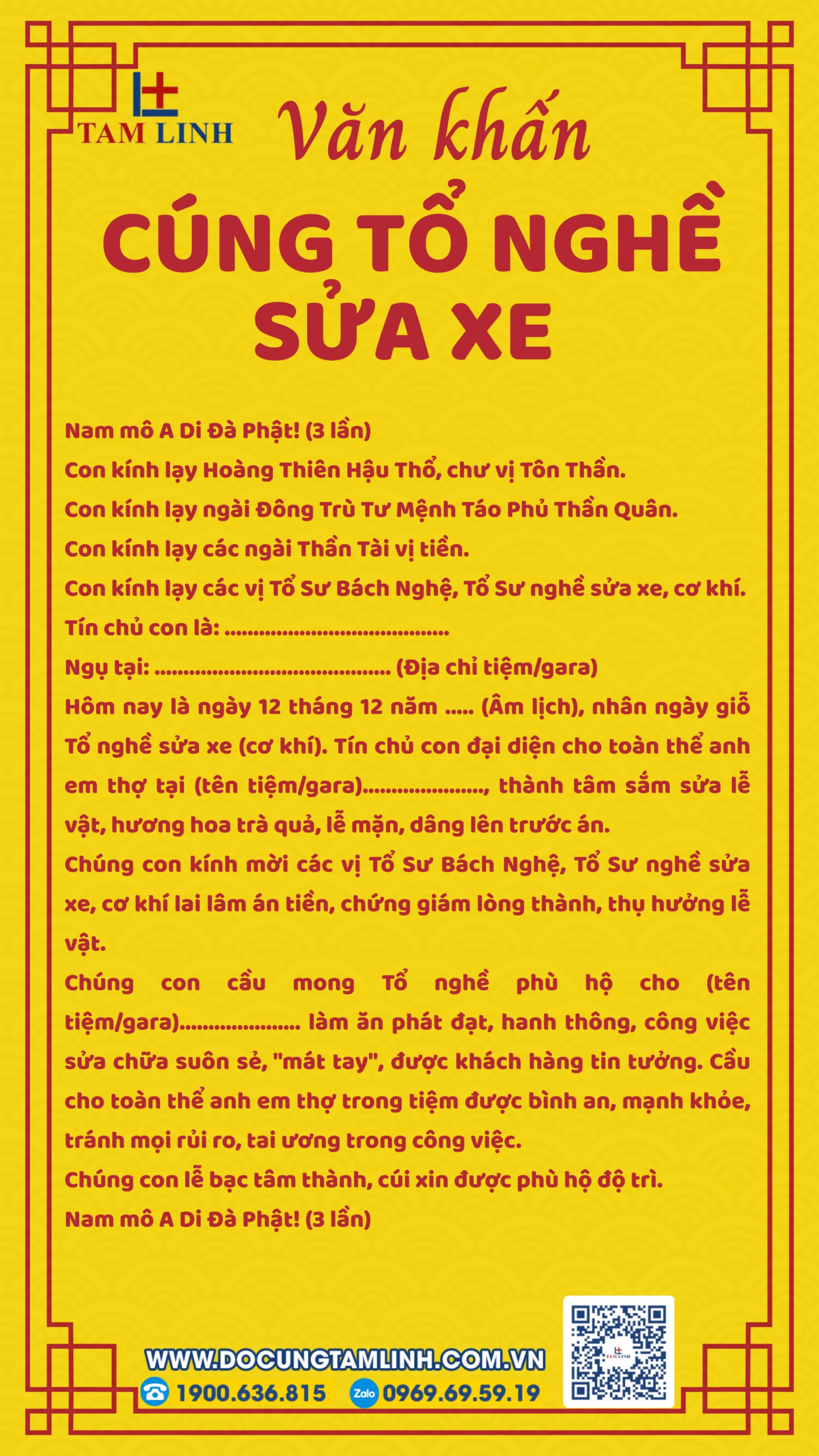 Bài văn khấn cúng tổ nghề sửa xe chuẩn nhất