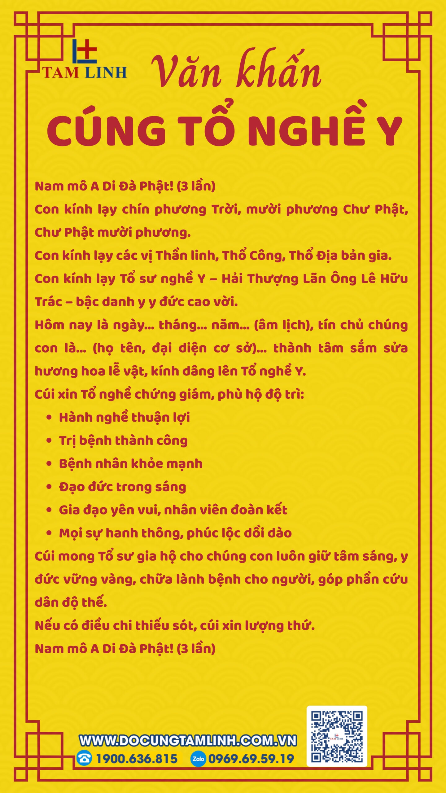 Bài văn khấn cúng tổ nghề Y chuẩn phong tục