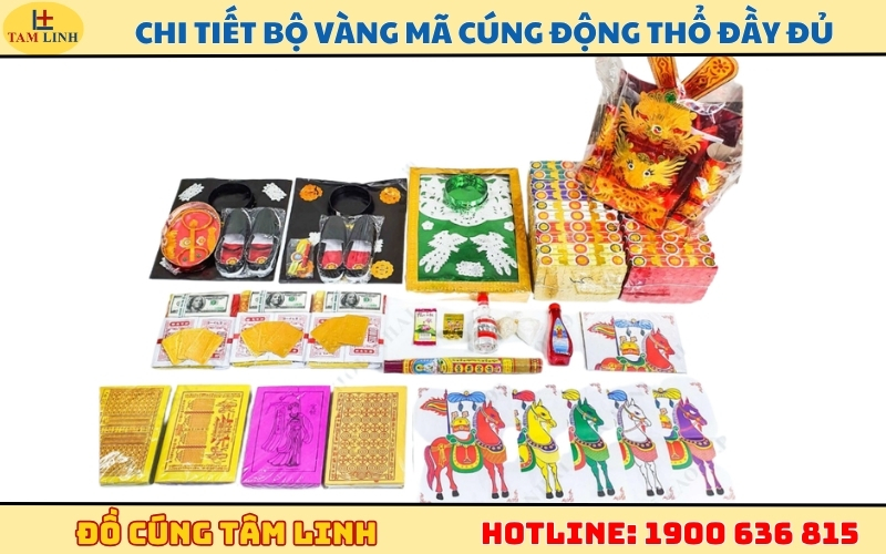 Chi tiết bộ vàng mã cúng động thổ đầy đủ
