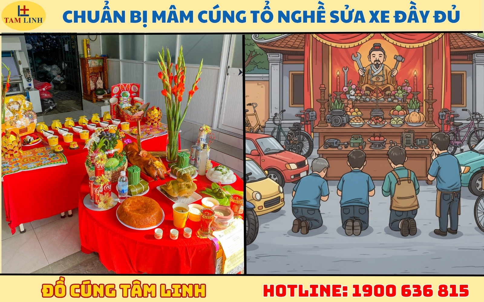 Chuẩn bị mâm cúng tổ nghề sửa xe đầy đủ