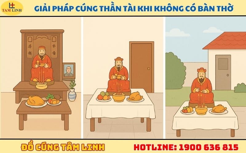 Giải pháp cúng Thần Tài khi không có bàn thờ