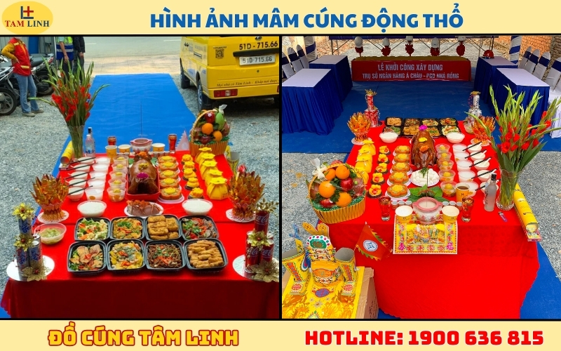 hình ảnh mâm cúng động thổ đầy đủ