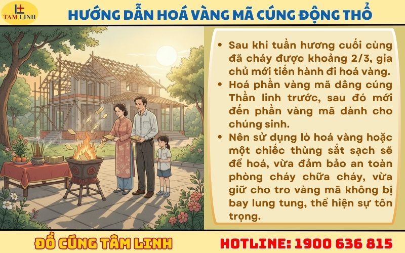 Hướng dẫn hoá vàng mã cúng động thổ đúng cách