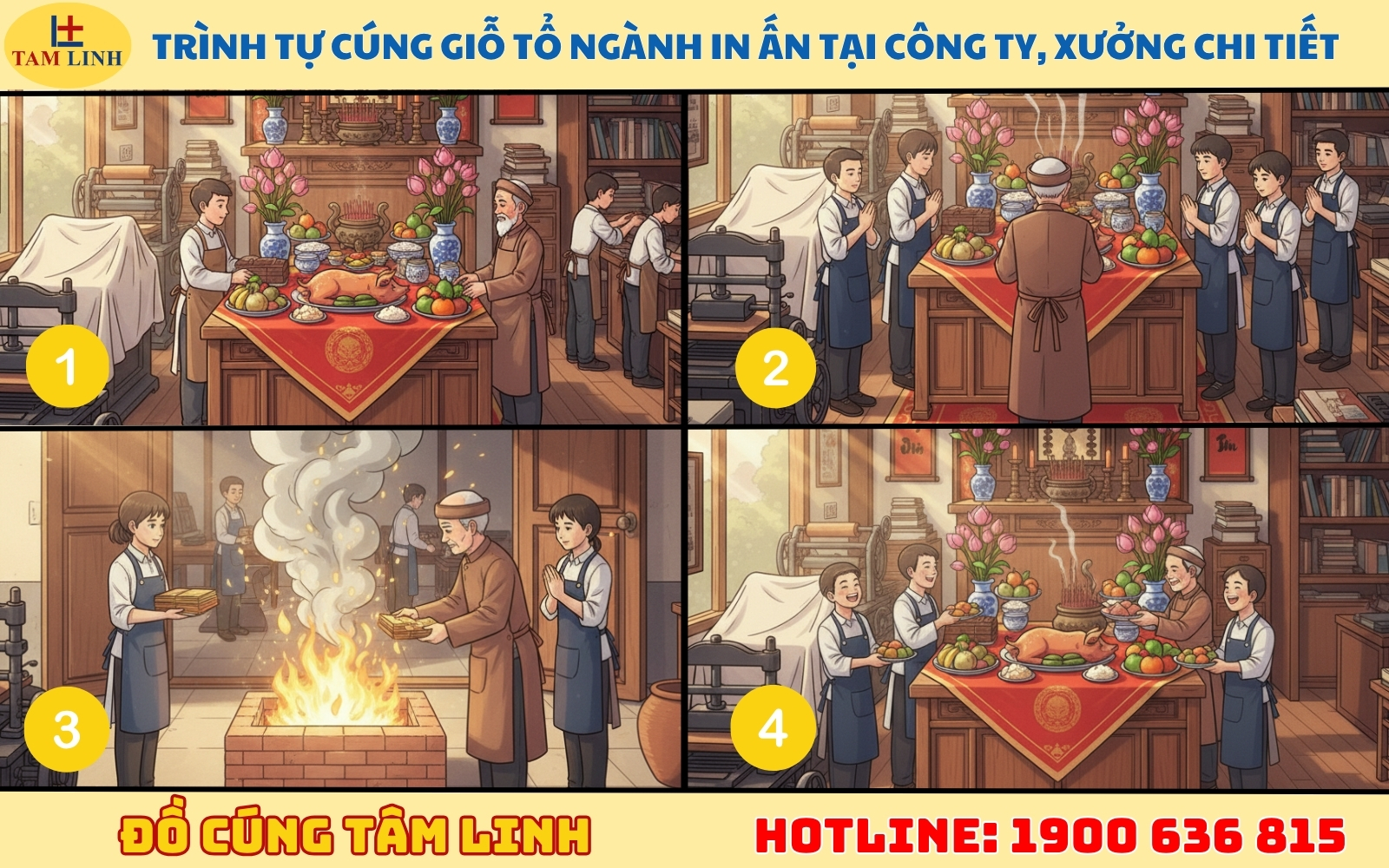 rình tự cúng giỗ tổ nghề in ấn tại công ty, xưởng chi tiết
