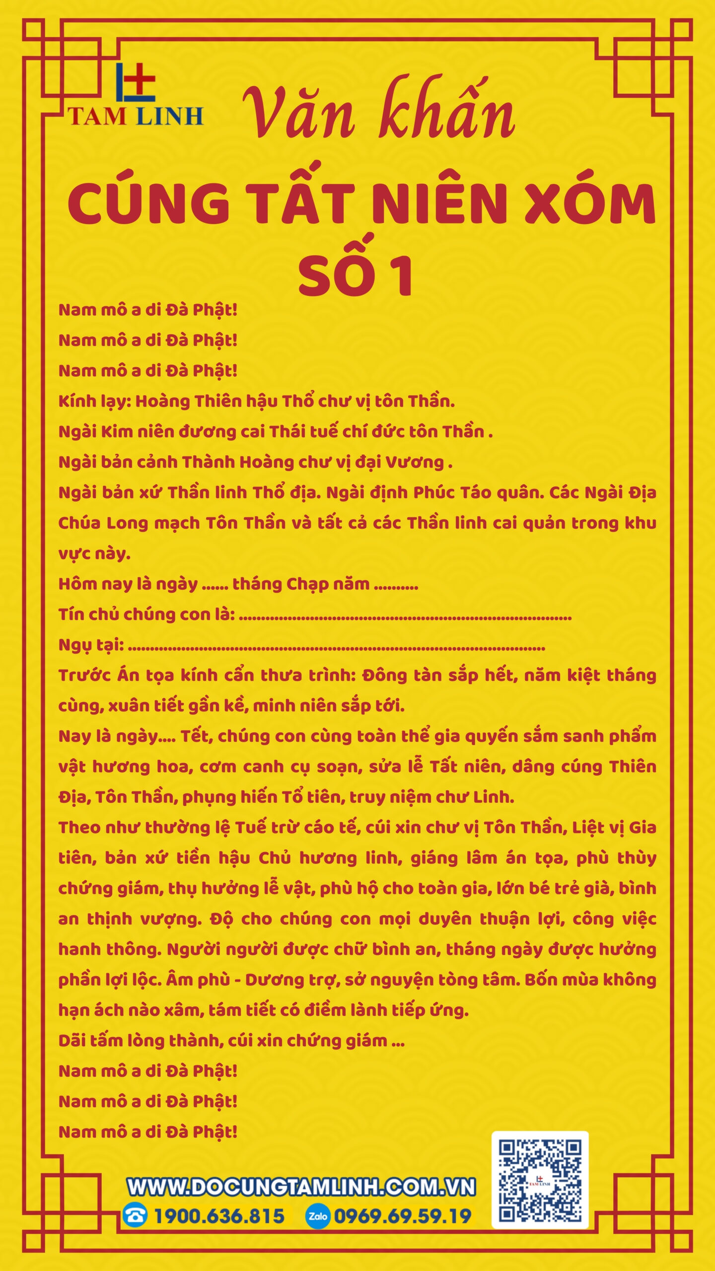 Bài văn khấn cúng tất niên xóm số 1