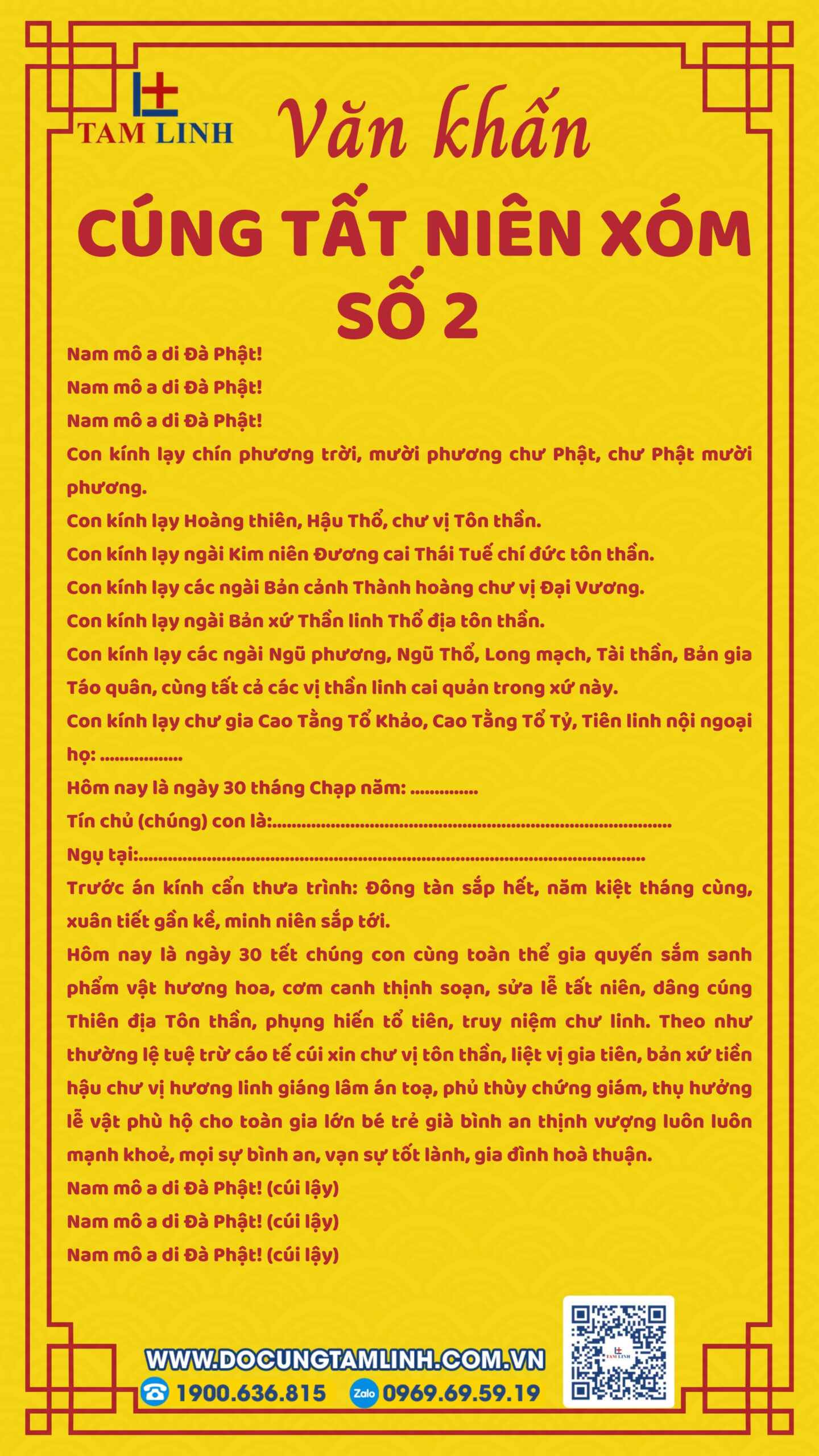 Bài văn khấn cúng tất niên xóm số 2