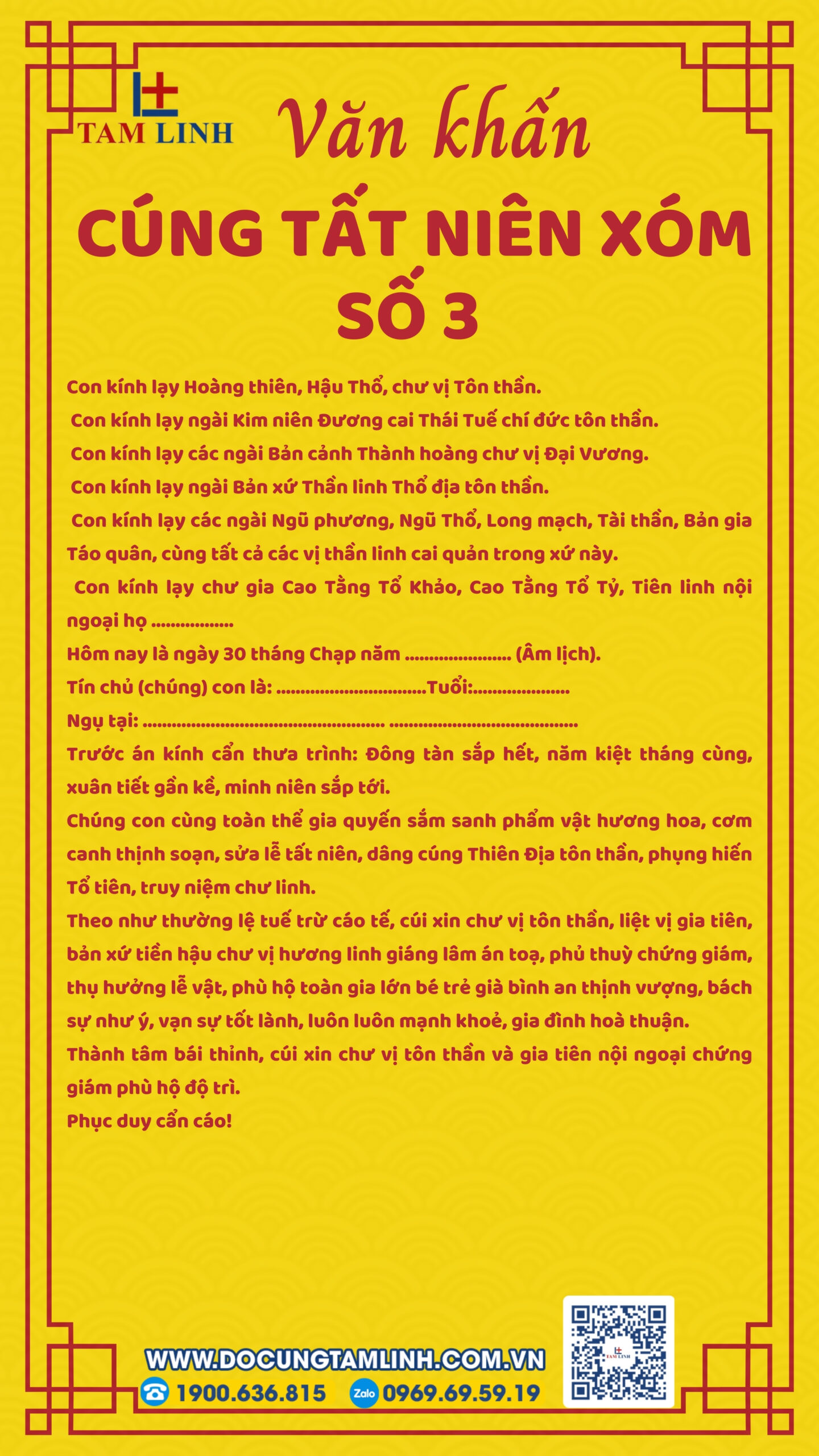 Bài văn khấn cúng tất niên xóm 3