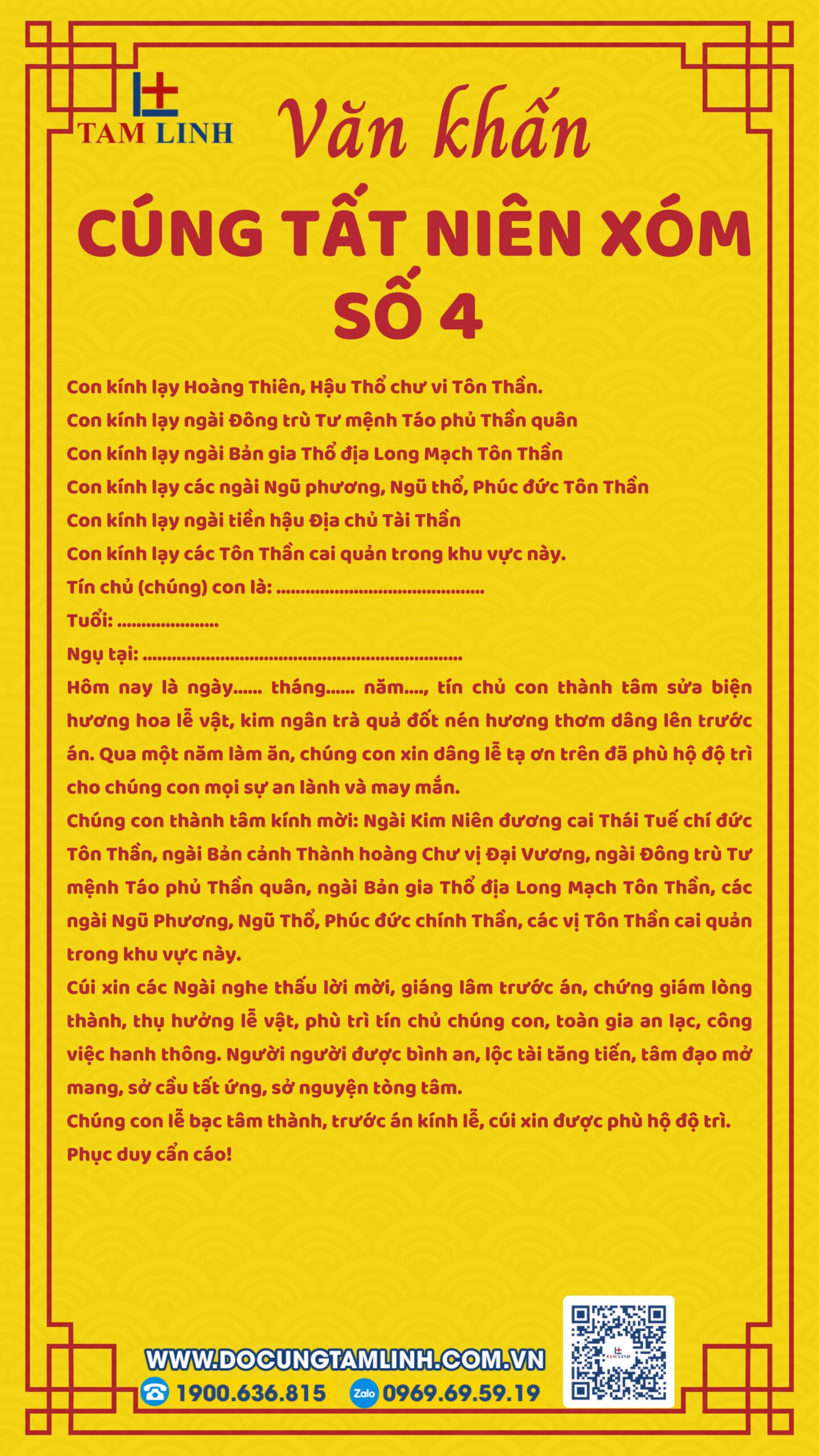 Bài văn khấn cúng tất niên xóm 4