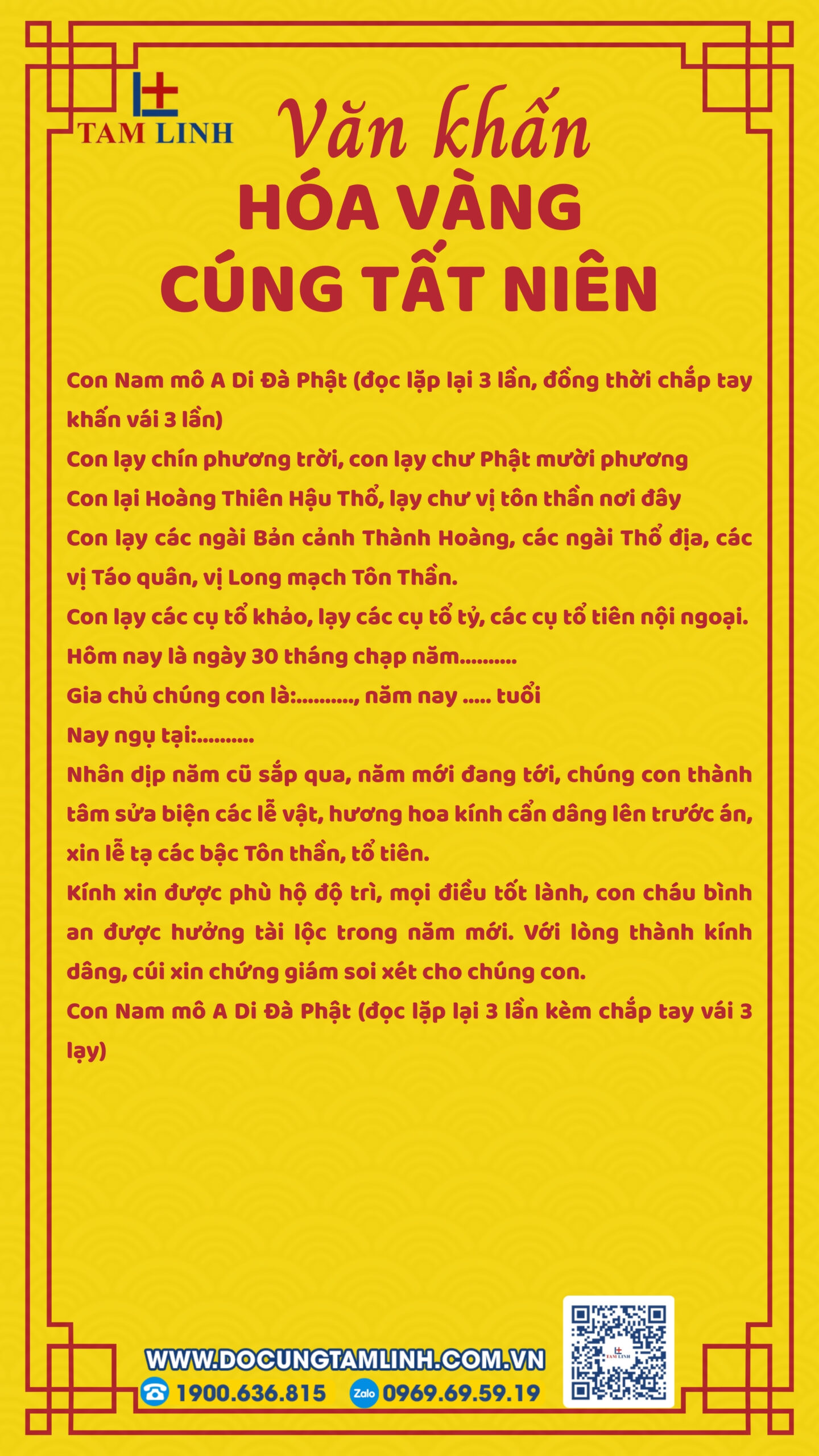 Bài văn khấn hóa vàng cúng tất niên