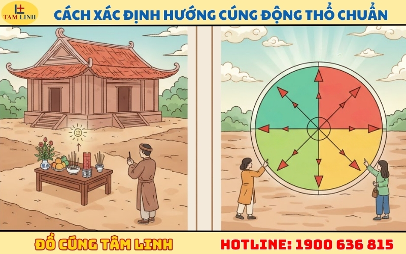 Cách xác định hướng cúng động thổ quay ra hay quay vào