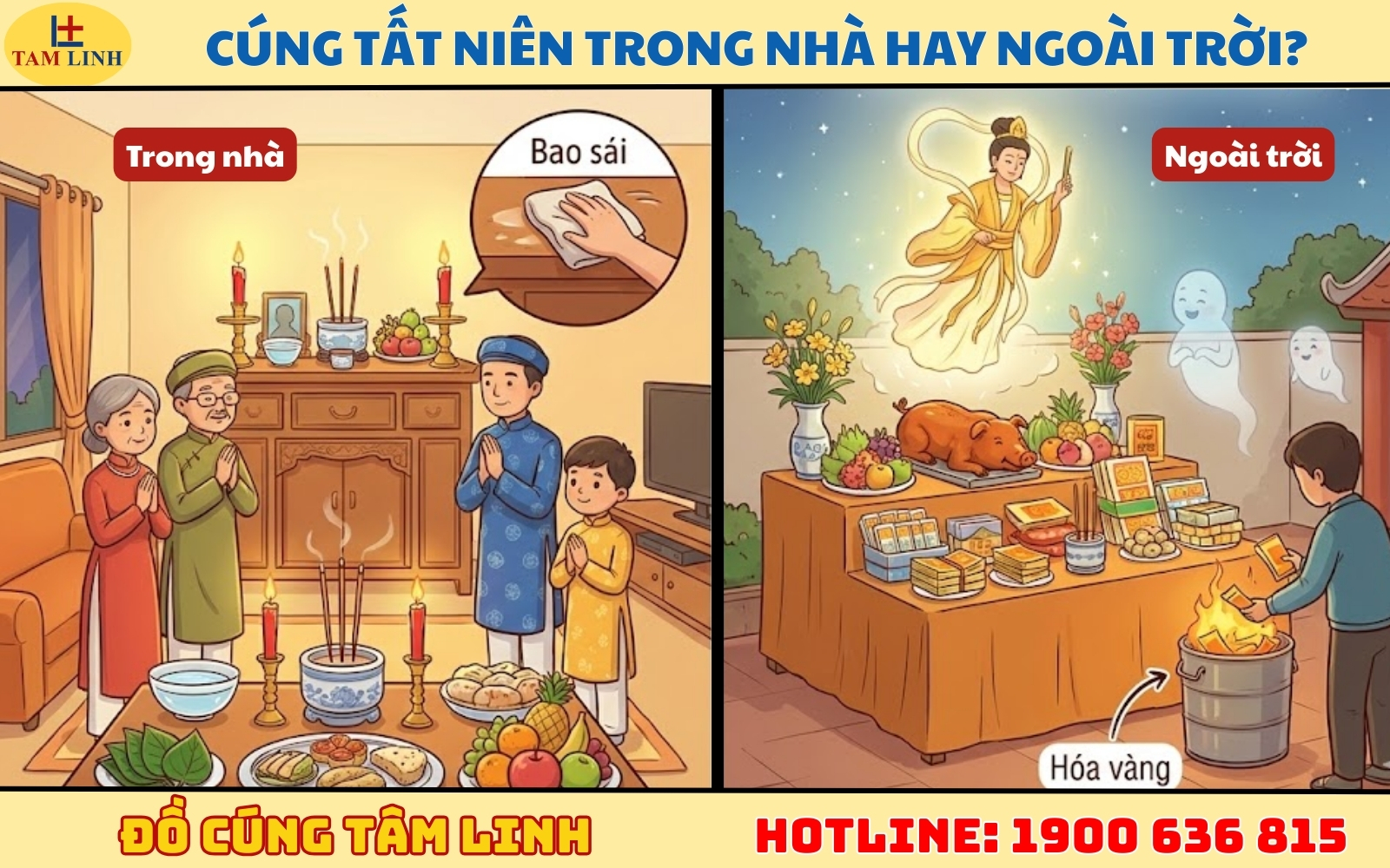 Cúng Tất niên trong nhà hay ngoài trời