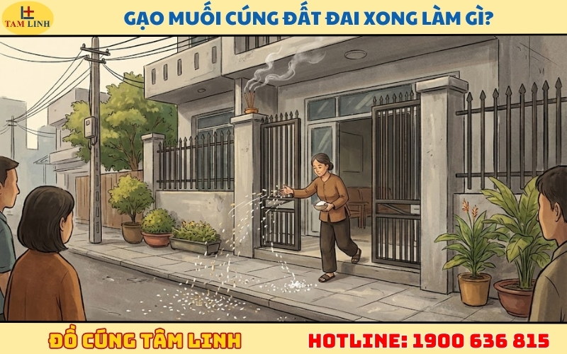 Gạo muối cúng đất đai xong làm gì