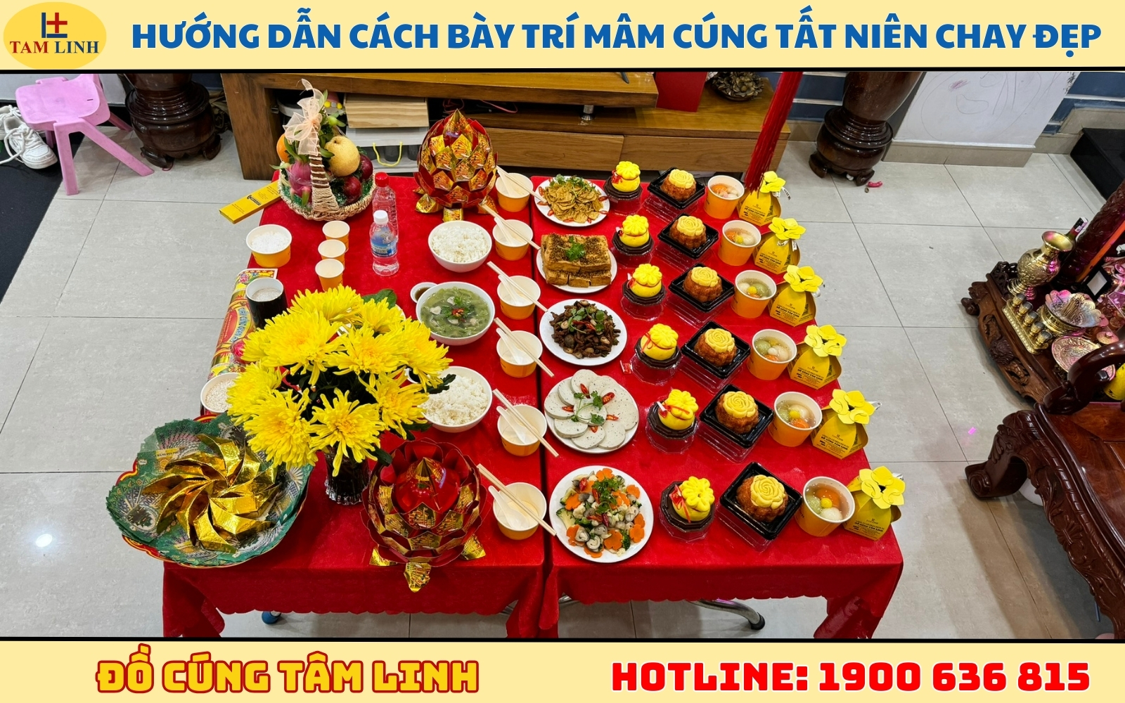 Hướng dẫn cách bày trí mâm cúng tất niên chay đẹp