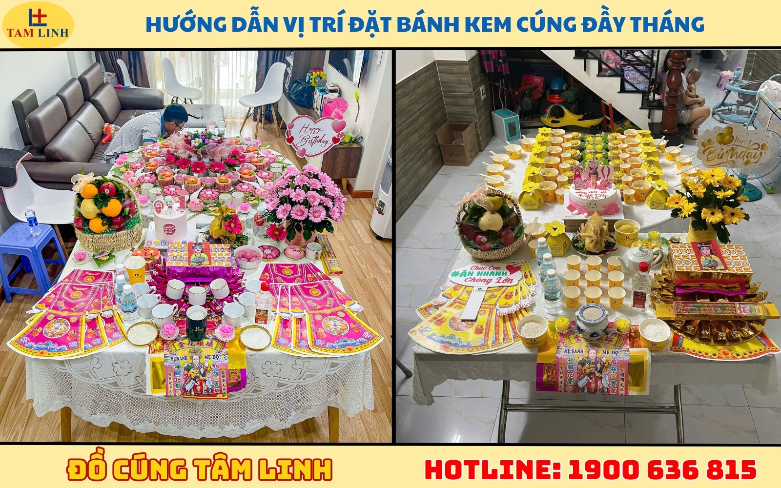 Hướng dẫn vị trí đặt bánh kem cúng đầy tháng