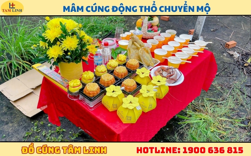 Mâm cúng động thổ chuyển mộ 