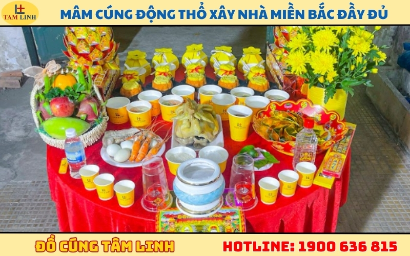 Mâm cúng động thổ xây nhà miền Bắc đầy đủ