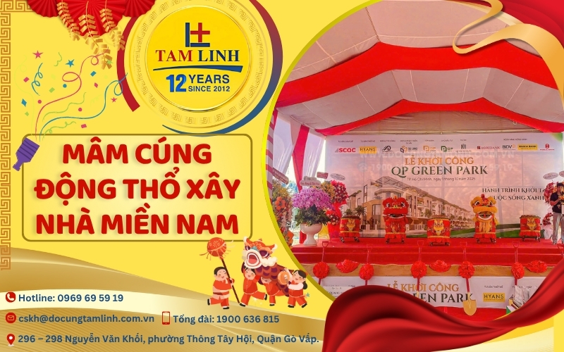 mâm cúng động thổ xây nhà miền nam
