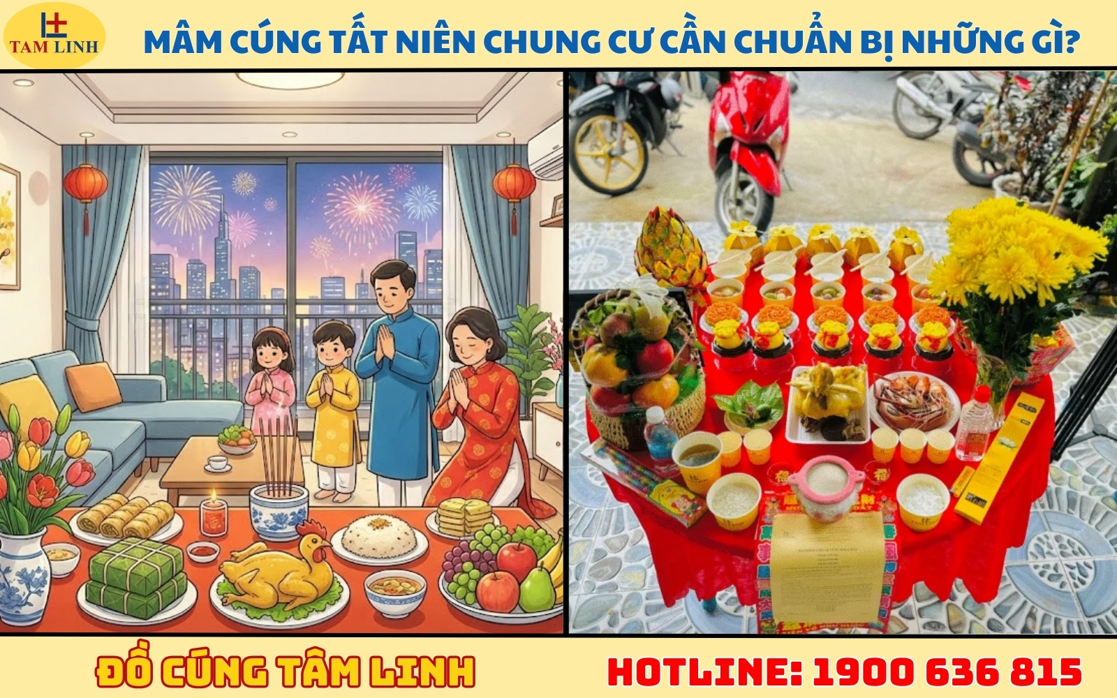 Mâm cúng tất niên chung cư cần chuẩn bị những gì