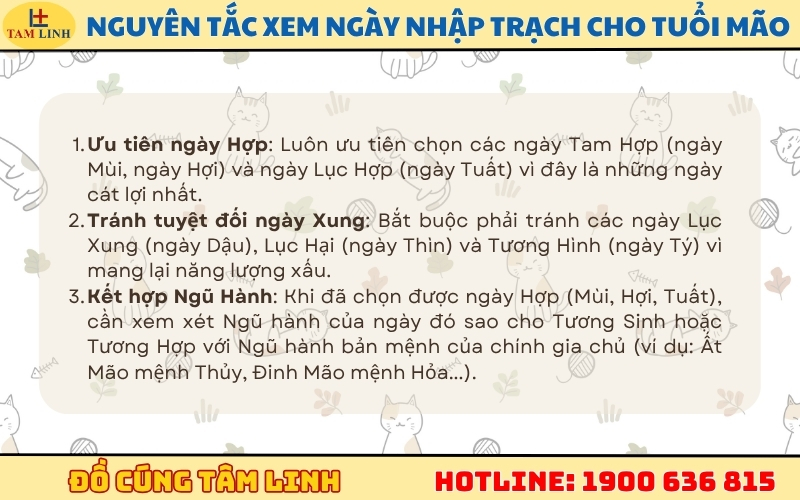 Nguyên tắc xem ngày nhập trạch cho tuổi Mão