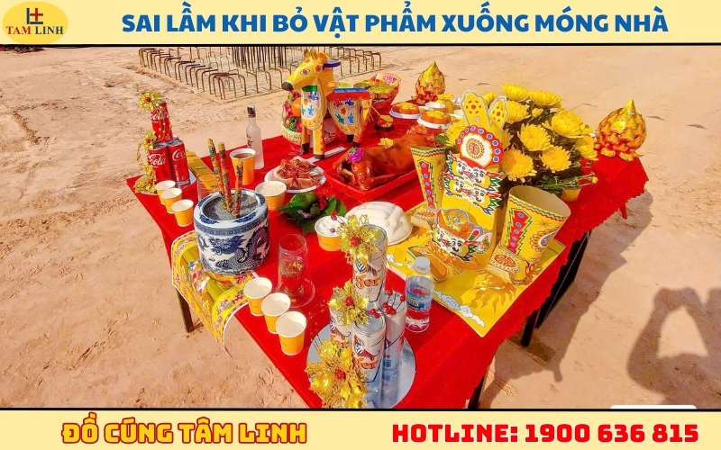 sai lầm khi bỏ vật phẩm xuống móng nhà