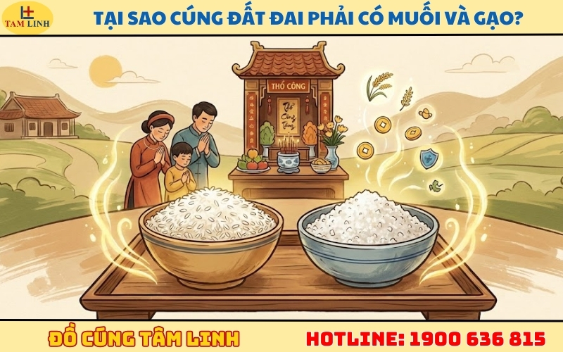 Tại sao cúng đất đai phải có muối và gạo