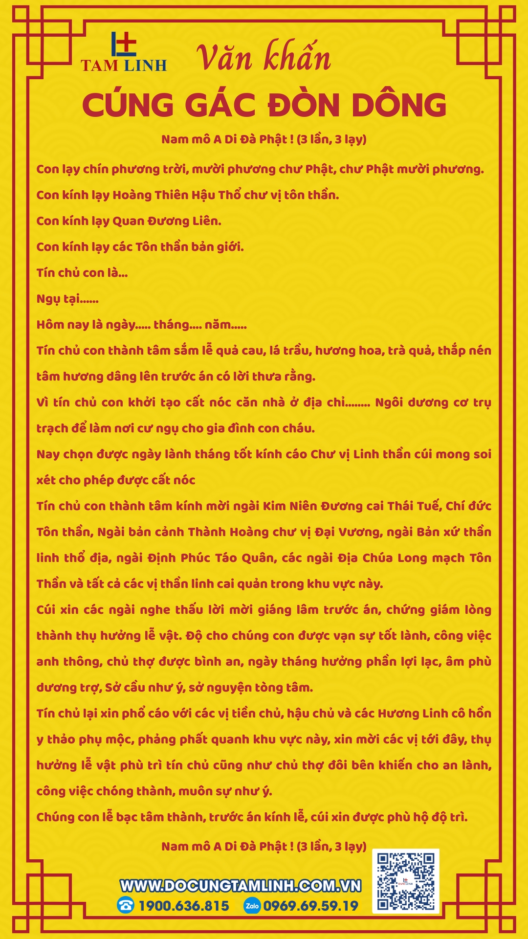 Văn khấn cúng gác đòn dông