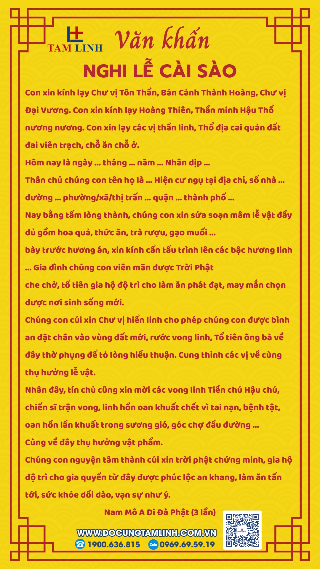 Văn khấn nghi lễ cài sào