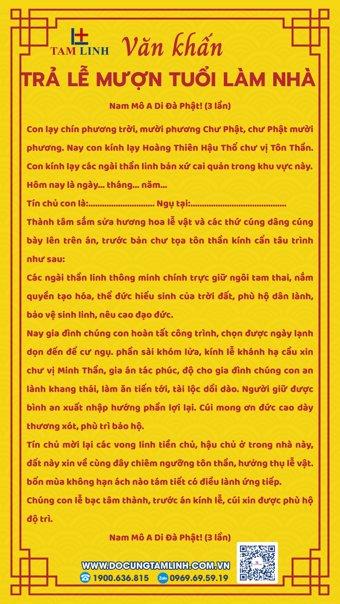 Văn khấn trả lễ mượn tuổi làm nhà