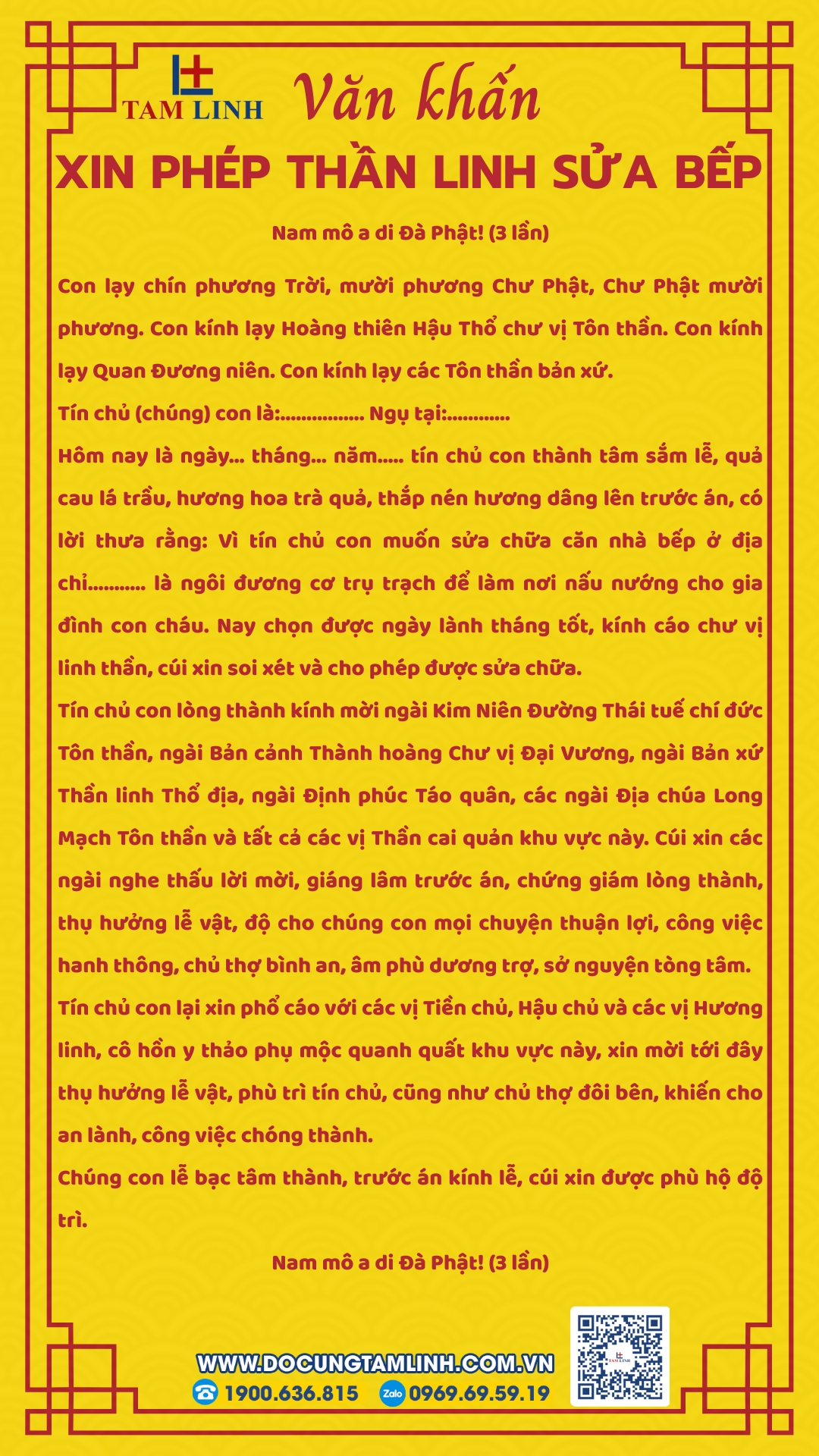 văn khấn xin phép thần linh sửa bếp