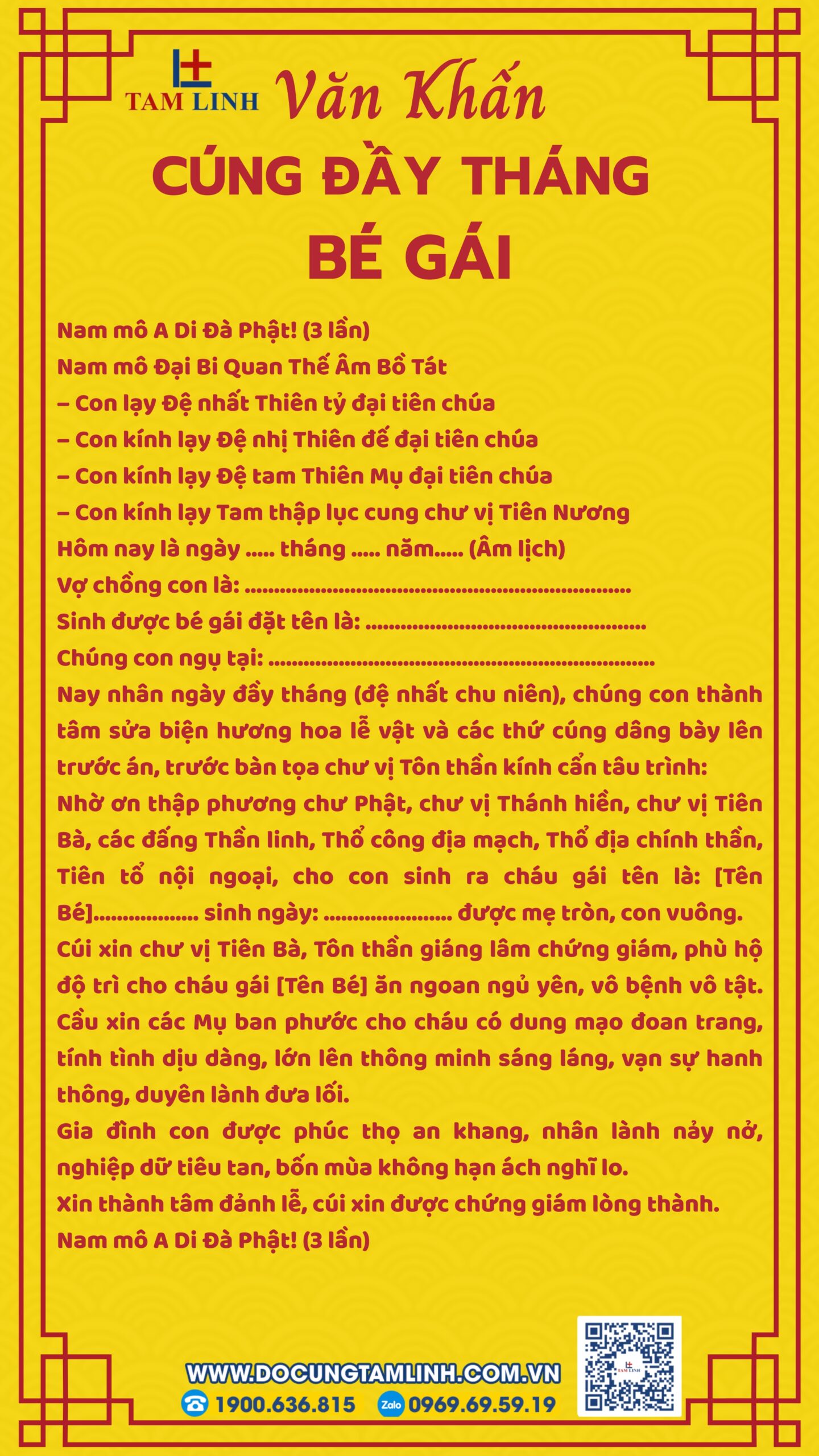 Bài văn khấn cúng đầy tháng cho bé gái chuẩn