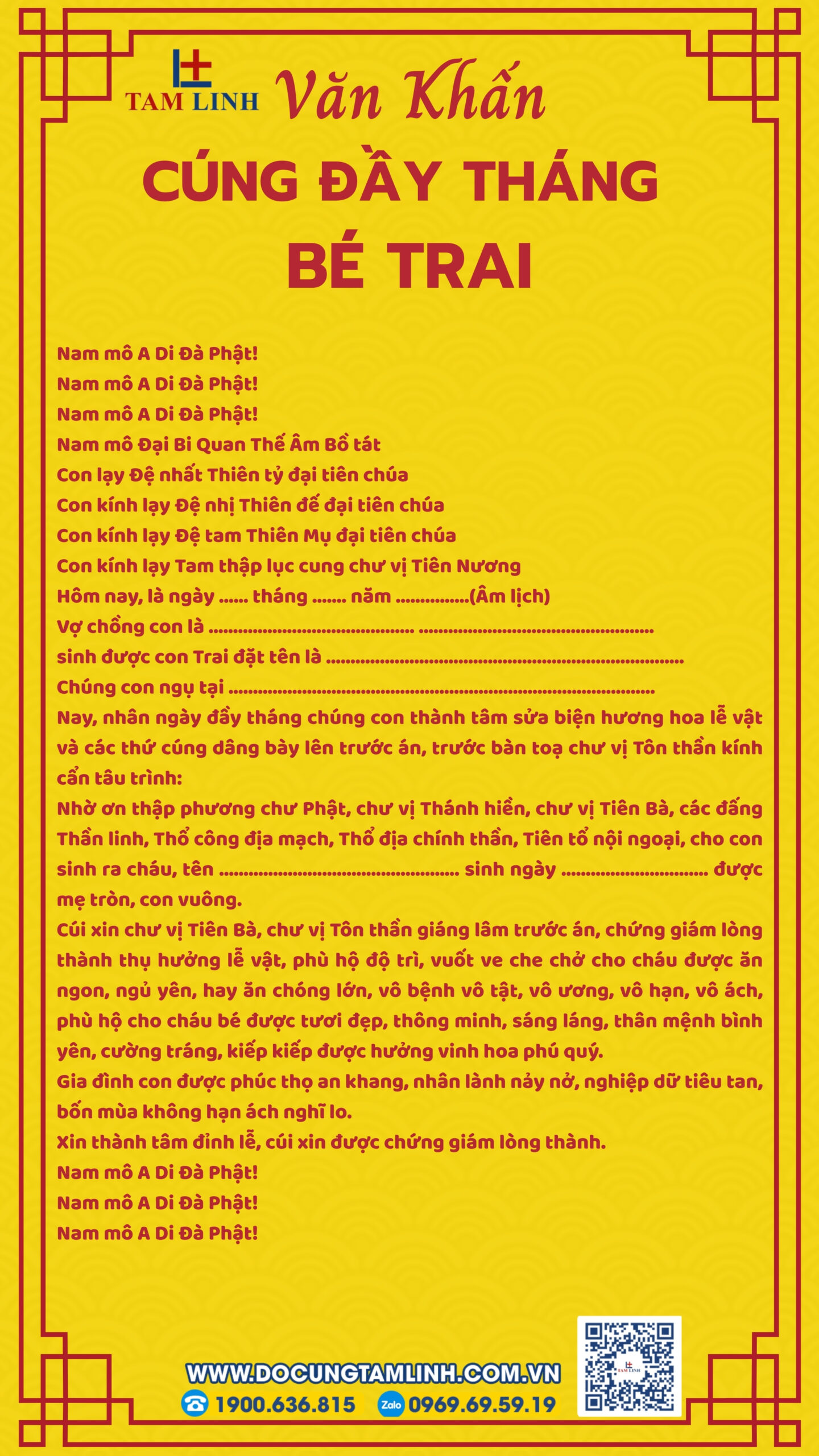 Bài văn khấn cúng đầy tháng bé trai chuẩn