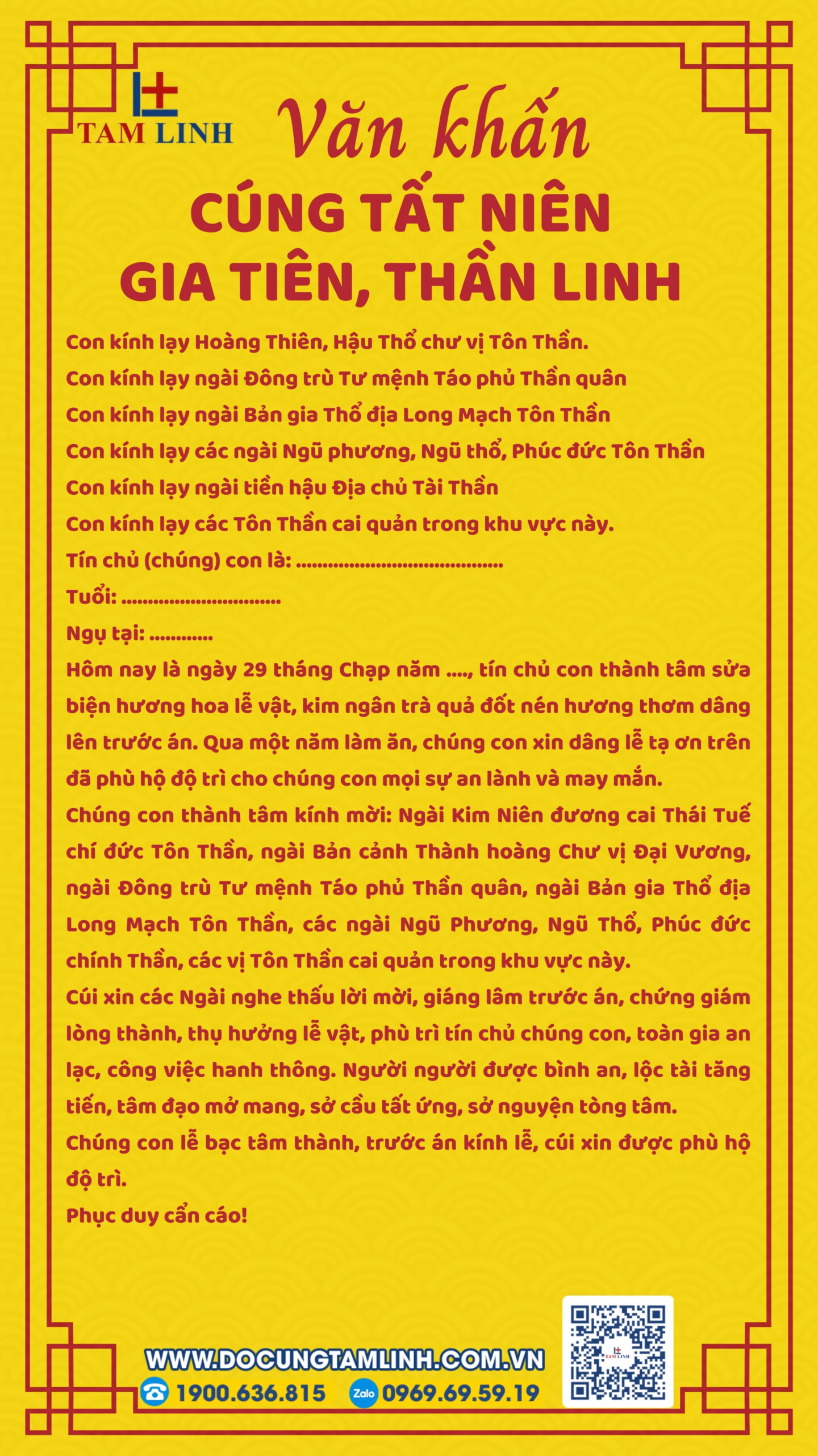 Bài văn khấn cúng tất niên gia tiên, thần linh 